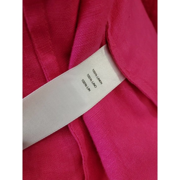 Chico's Women's Solid Pink 100% Linen Long Sleeve Casual Jacket Blazer Size 1 - Picture 9 of 12